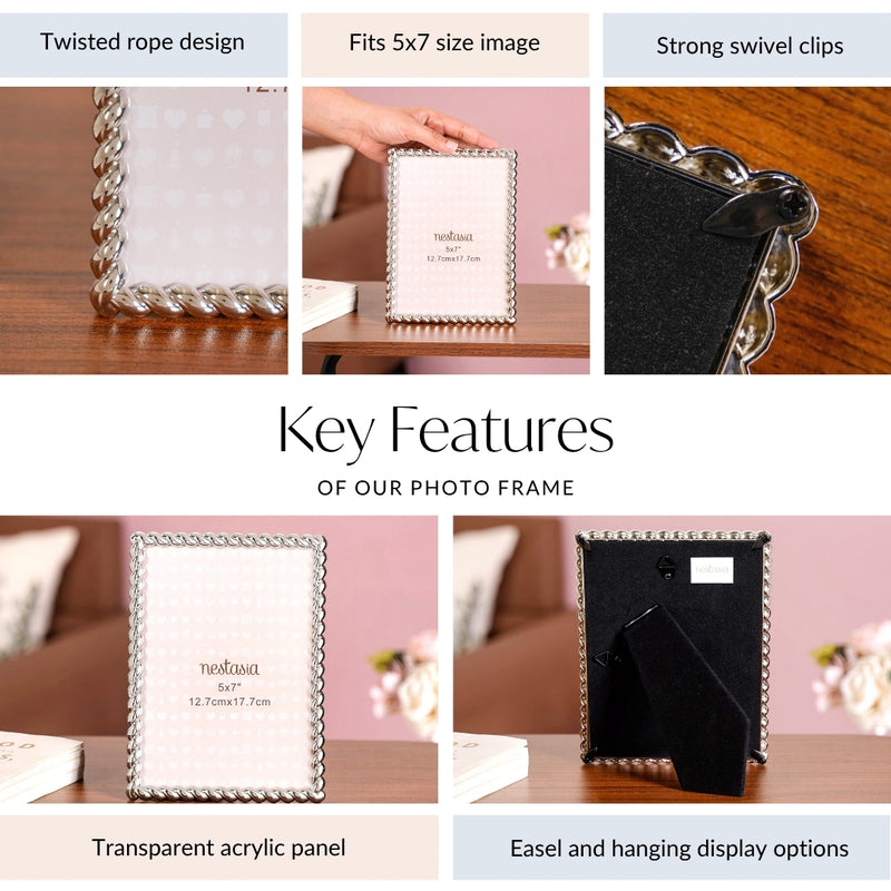 Silver Rope Picture Frame
