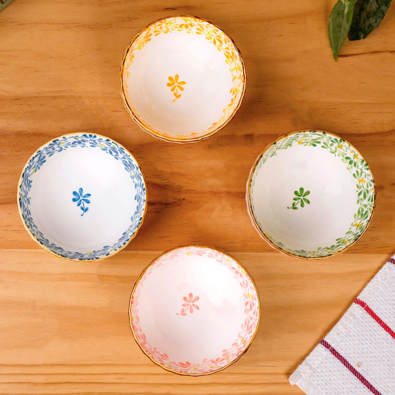 Simply Floral Ceramic Bowl Set Of 4 300ml