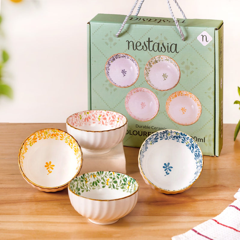 Simply Floral Ceramic Bowl Set Of 4 300ml