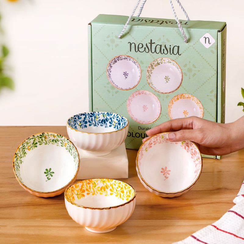Simply Floral Ceramic Bowl Set Of 4 300ml
