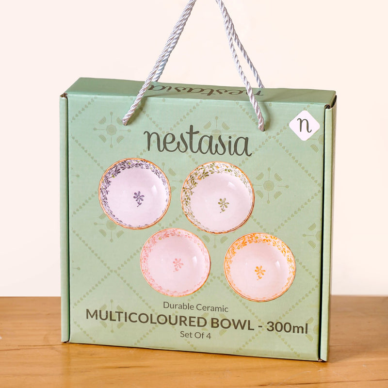 Simply Floral Ceramic Bowl Set Of 4 300ml