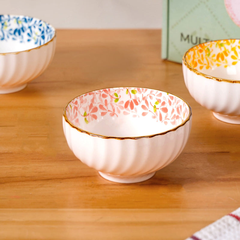 Simply Floral Ceramic Bowl Set Of 4 300ml
