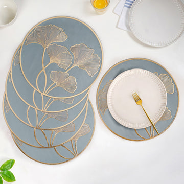 Slate Grey Ginkgo Placemats Set Of 6
