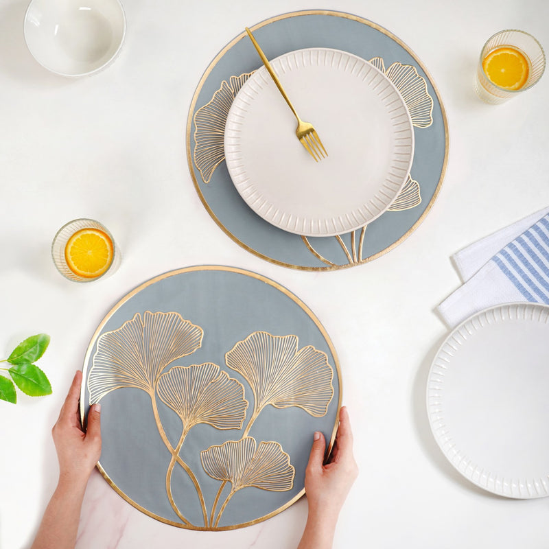 Slate Grey Ginkgo Placemats Set Of 6