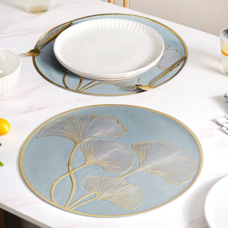 Slate Grey Ginkgo Placemats Set Of 6