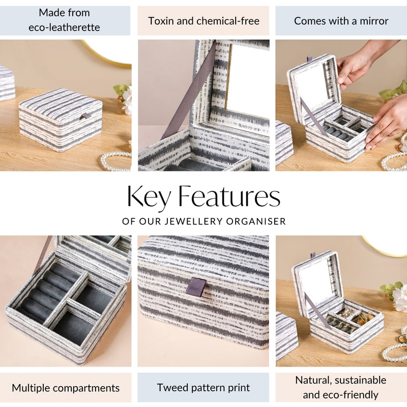 SlateLine Sustainable Multi Section Jewellery Box With Mirror