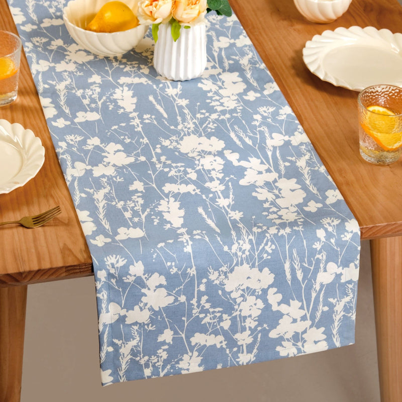 Slate Blue 6 Seater Pure Cotton Runner 185x35cm