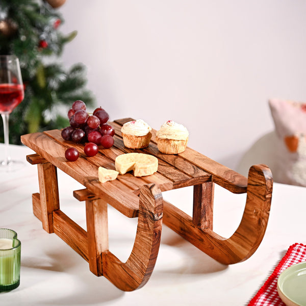 Sledge Acacia Wood Serving Platter Riser