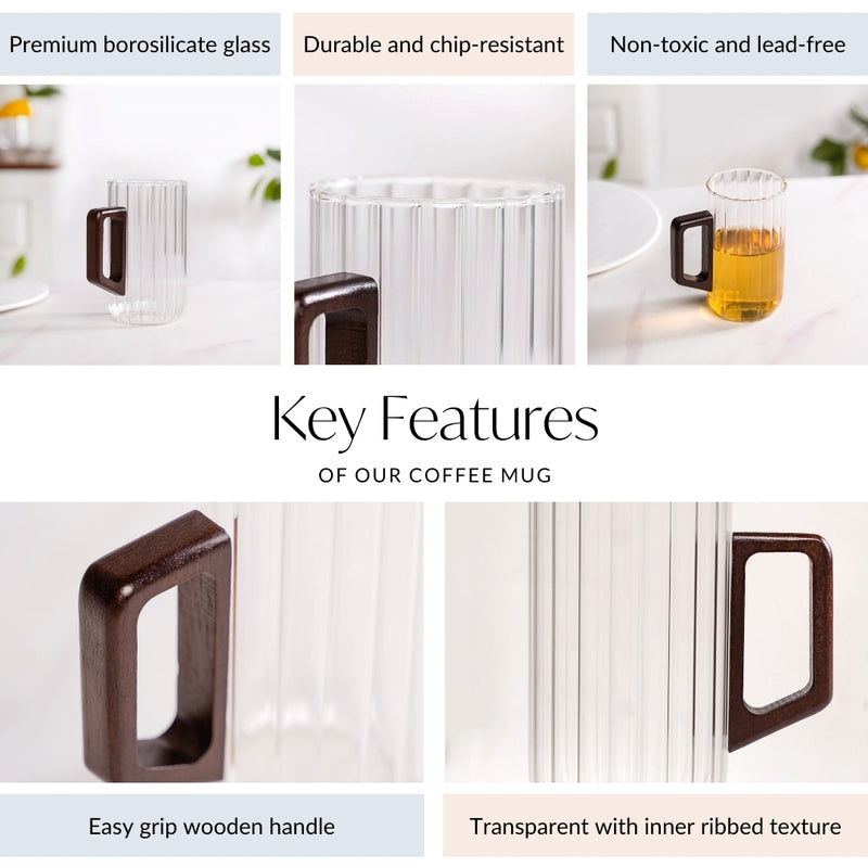 Sleek Ribbed Borosilicate Mug 500ml