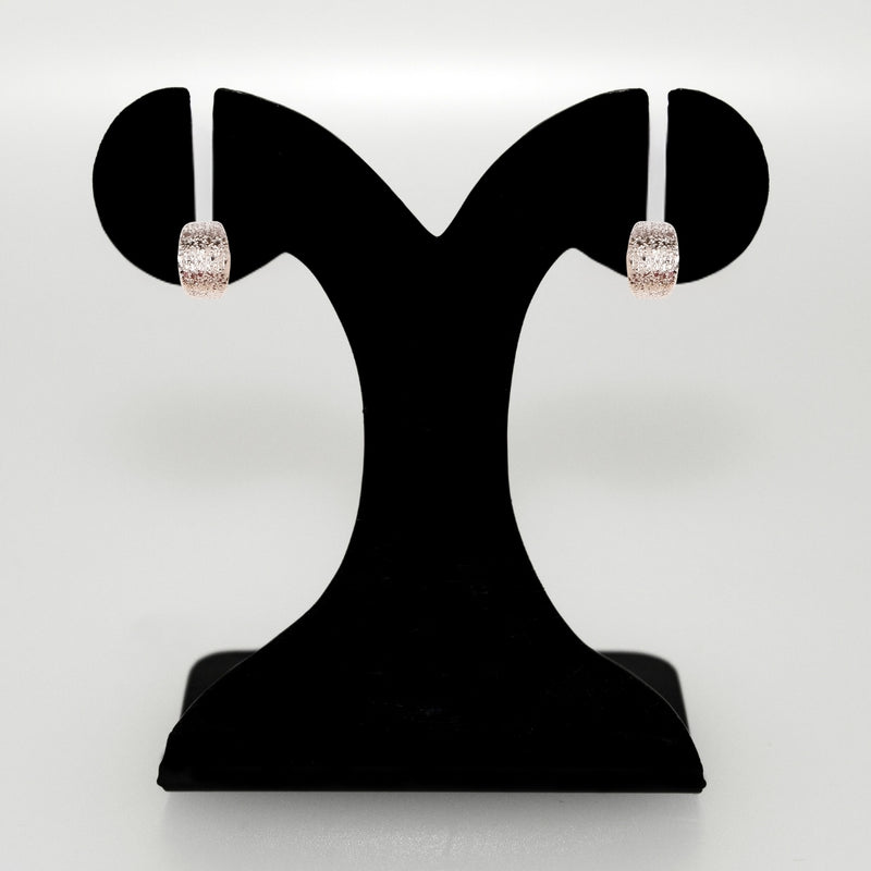 Sleek Textured Silver Hoop Earrings
