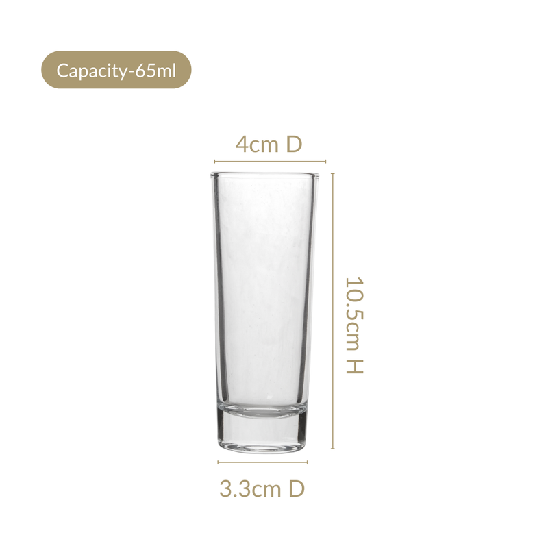 Sleek Tall Shooter Glasses Set Of 6 65ml