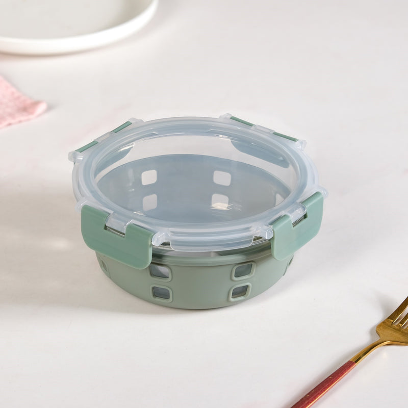 Sleevo Borosilicate Glass Lunch Box With Silicone Sleeves Set Of 3 Sage Green