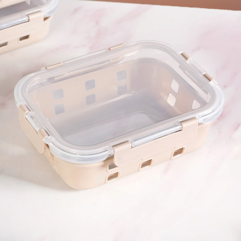 Sleevo Food Storage Container With Silicone Sleeves Set Of 3 Beige