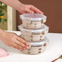 Sleevo Microwave Safe Meal Prep Container With Silicone Sleeves Set Of 3 Beige