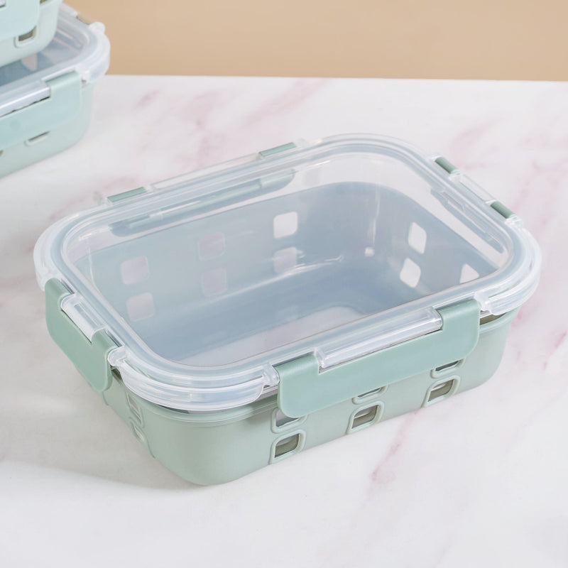 Sleevo Microwave Safe Meal Prep Container With Silicone Sleeves Set Of 3 Sage Green