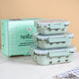 Sleevo Microwave Safe Meal Prep Container With Silicone Sleeves Set Of 3 Sage Green