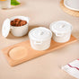 Small Ceramic Bowl Set Of 3 With Bamboo Tray 250ml