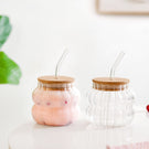 Small Ribbed Glass Tumbler Set Of 2 450ml