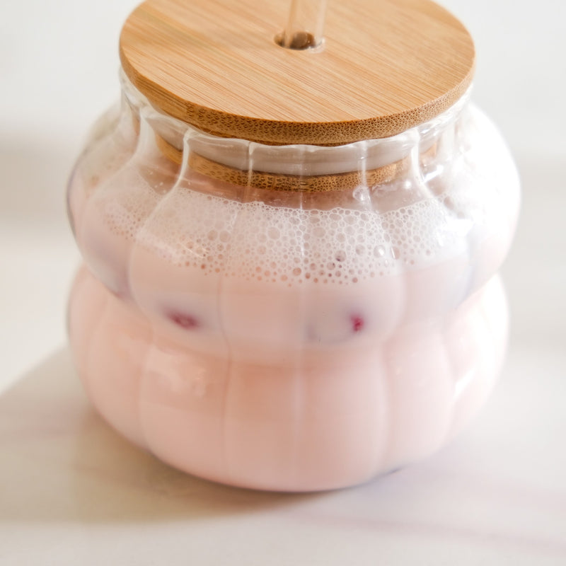 Small Ribbed Glass Tumbler Set Of 2 450ml