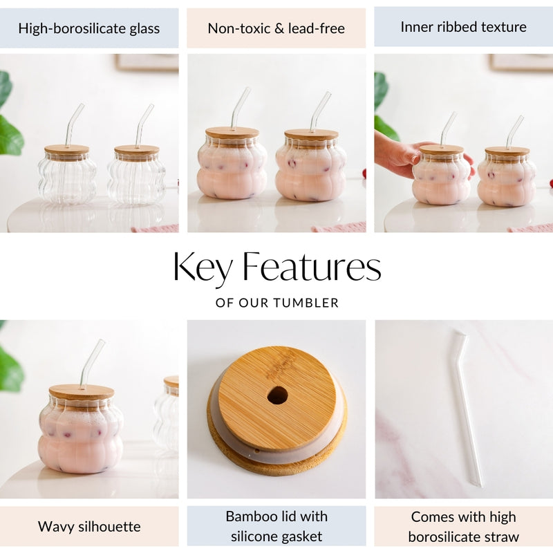 Small Ribbed Glass Tumbler Set Of 2 450ml