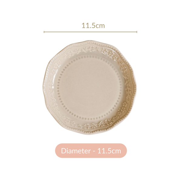 Era Embossed Small Dessert Plate Set Of 6 Beige 4.5