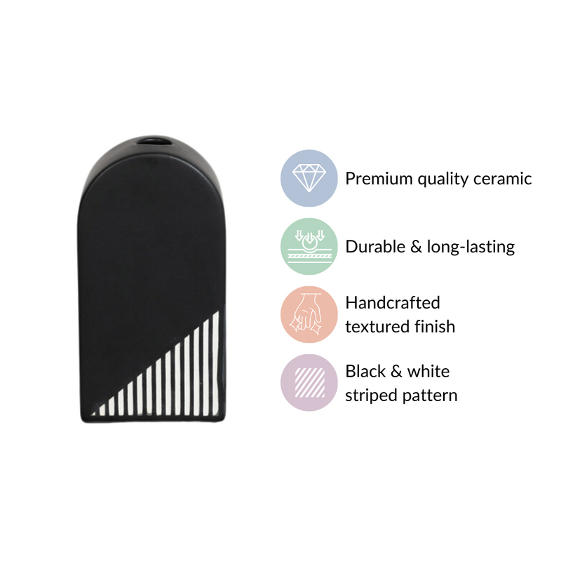 Black And White Arch Vase- Flower vase, home decor gifts, ceramic vase, black vase, vase