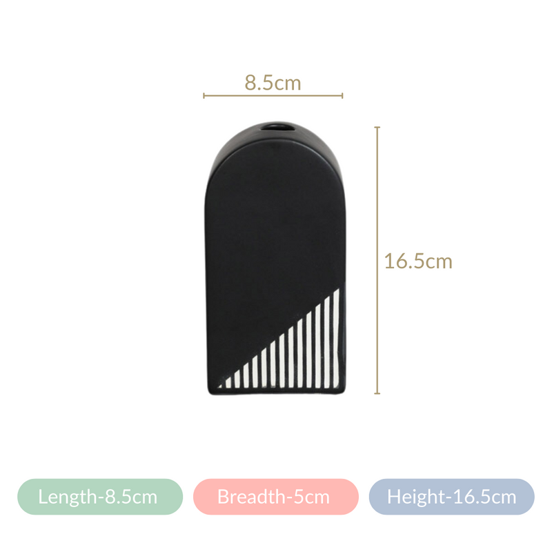 Black And White Arch Vase- Flower vase, home decor gifts, ceramic vase, black vase, vase