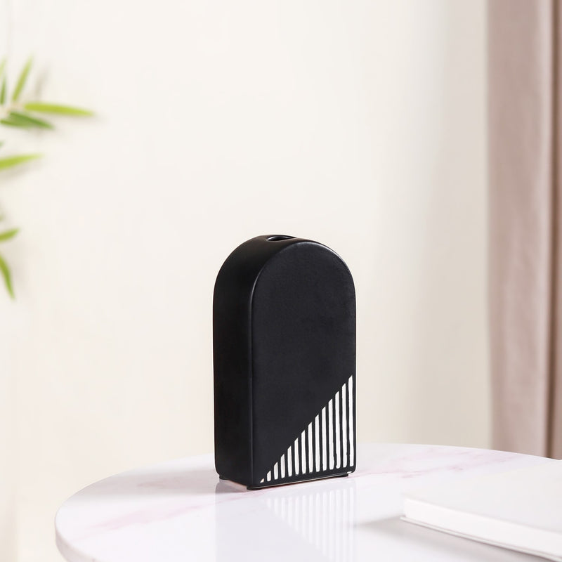 Black And White Arch Vase- Flower vase, home decor gifts, ceramic vase, black vase, vase