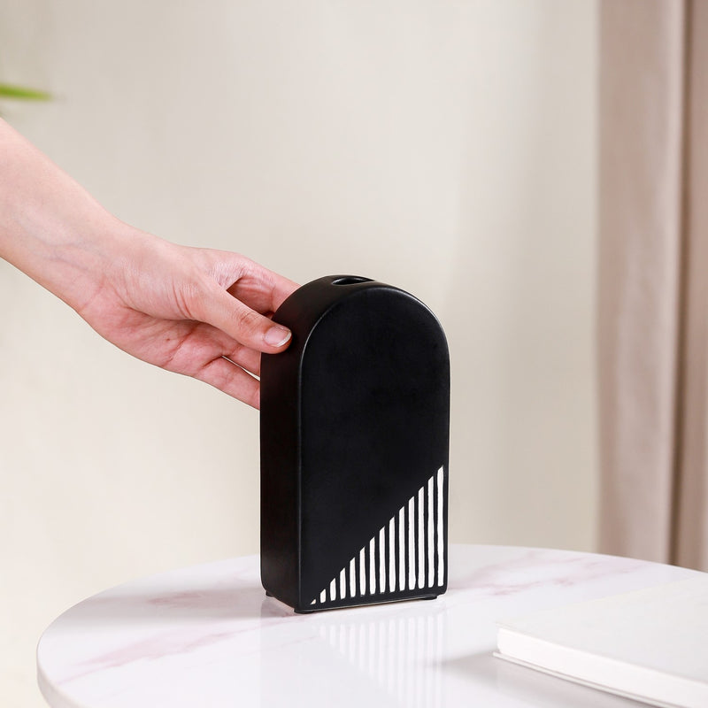Black And White Arch Vase- Flower vase, home decor gifts, ceramic vase, black vase, vase