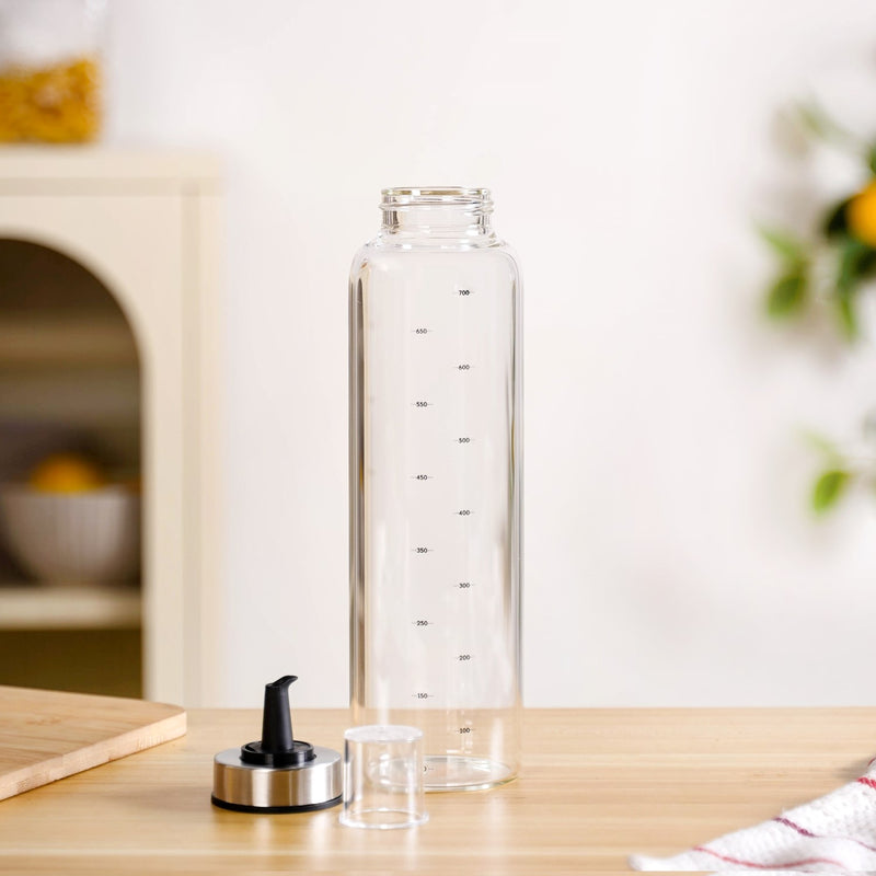 Smart Pour Glass Oil And Vinegar Dispenser Bottle With Stainless Steel Lid 750ml