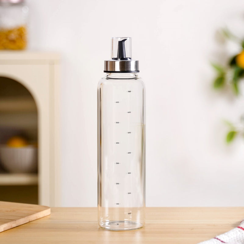 Smart Pour Glass Oil And Vinegar Dispenser Bottle With Stainless Steel Lid 750ml