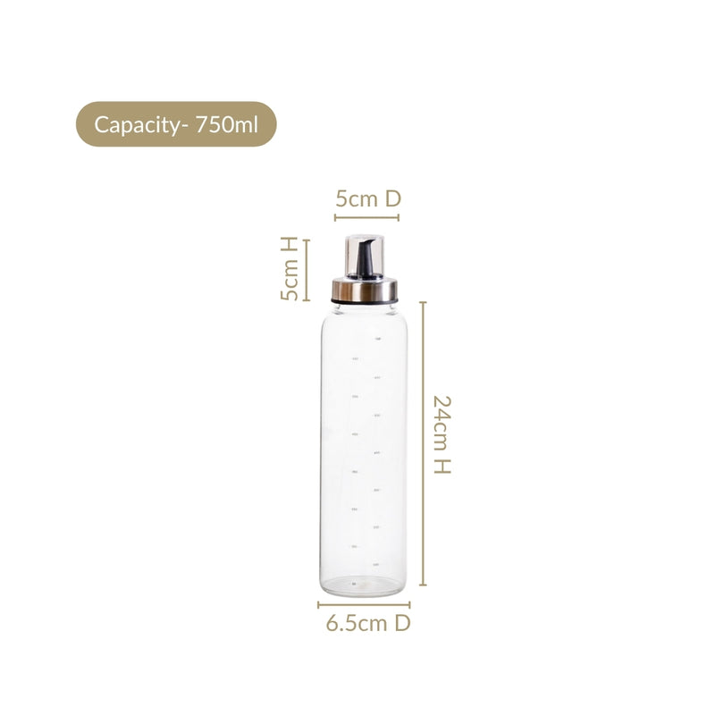 Smart Pour Glass Oil And Vinegar Dispenser Bottle With Stainless Steel Lid 750ml