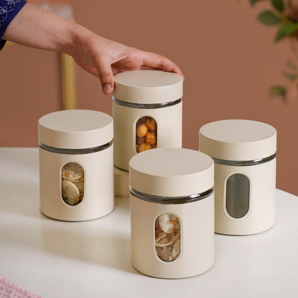 Winnie Smart Seal Metal Glass Kitchen Canisters Set Of 4 750ml
