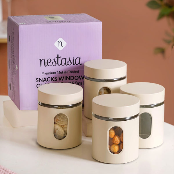 Winnie Smart Seal Metal Glass Kitchen Canisters Set Of 4 750ml
