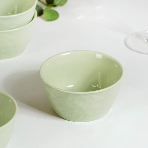 Textured Ceramic Snack Bowl Sage Green Set Of 4 350ml