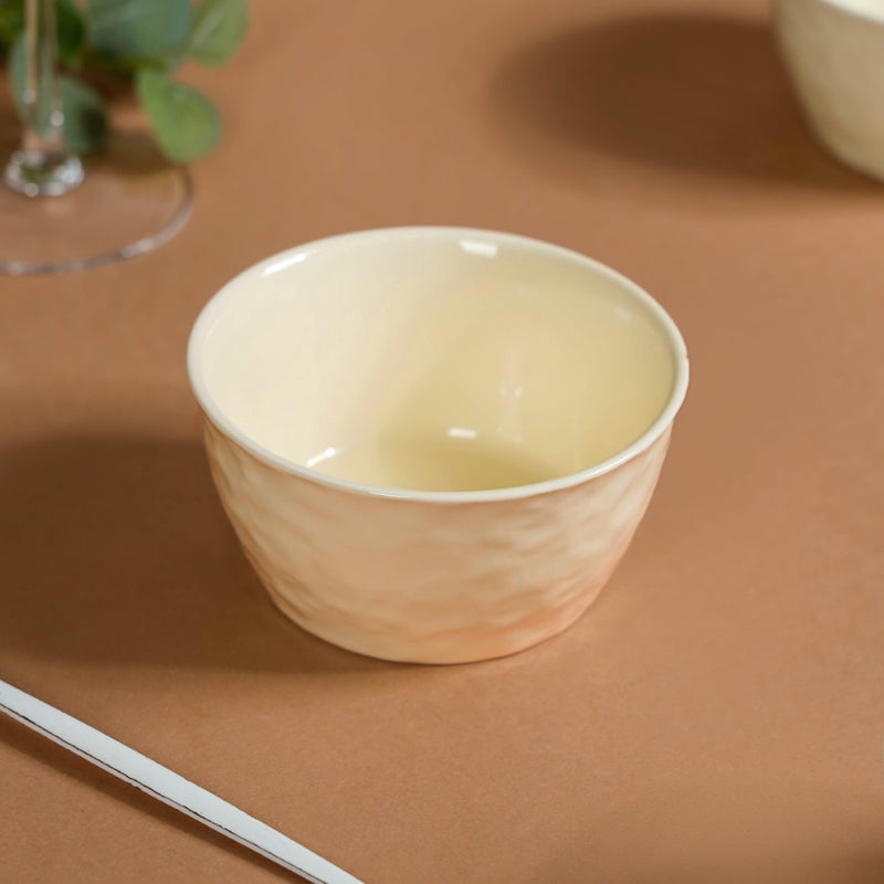 Vanilla White Textured Snack Bowl Set Of 4 350ml - Snack bowls, snack bowls set, ceramic bowls, dessert bowls, icecream bowls