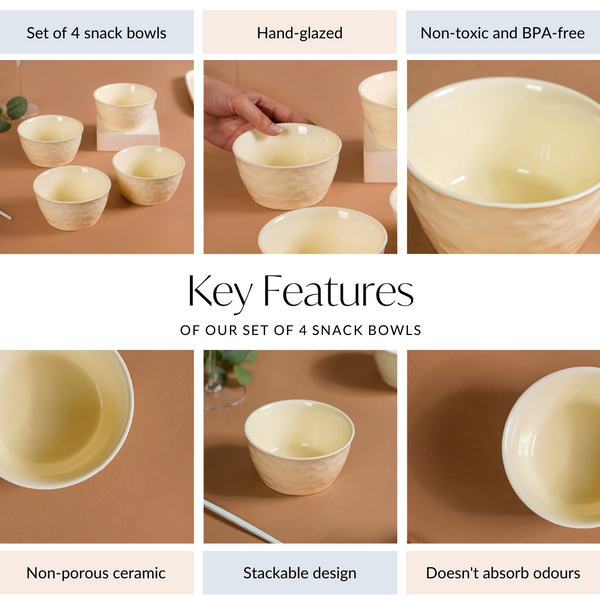 Textured Ceramic Snack Bowl Sage Green Set Of 4 350ml