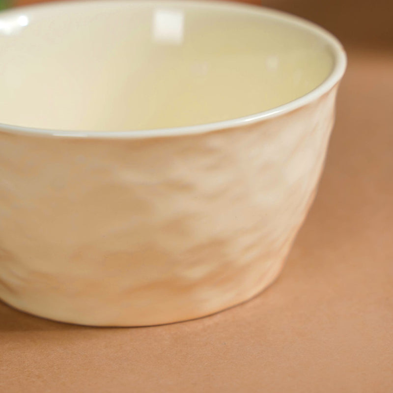 Vanilla White Textured Snack Bowl Set Of 4 350ml - Snack bowls, snack bowls set, ceramic bowls, dessert bowls, icecream bowls