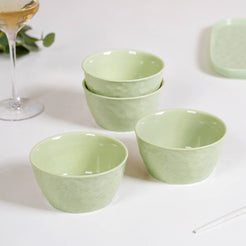 Textured Ceramic Snack Bowl Sage Green Set Of 4 350ml - Snack bowls, snack bowls set, ceramic bowls, dessert bowls, icecream bowls