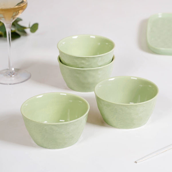 Textured Ceramic Snack Bowl Sage Green Set Of 4 350ml