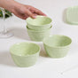 Textured Ceramic Snack Bowl Sage Green Set Of 4 350ml - Snack bowls, snack bowls set, ceramic bowls, dessert bowls, icecream bowls