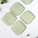 Sage Green Stoneware Square Snack Plate Set Of 4 8 Inch