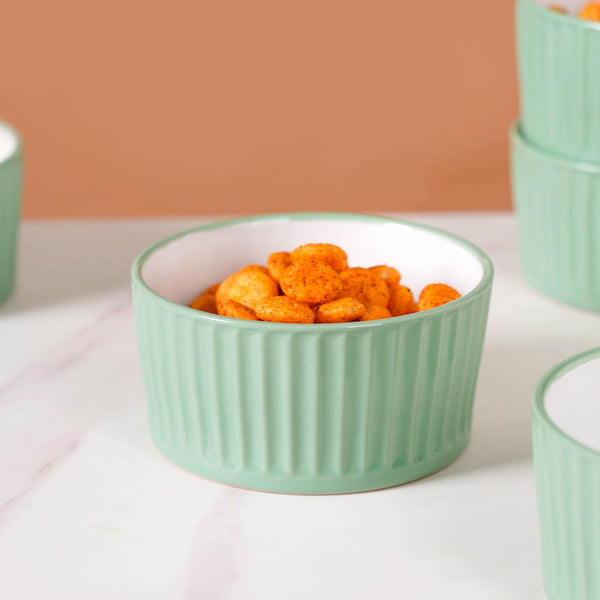 Cresta Ceramic Snack Bowl Set Of 6 Green 400ml