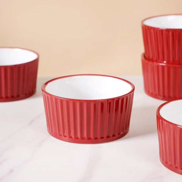 Cresta Ceramic Snack Bowl Set Of 6 Red 400ml