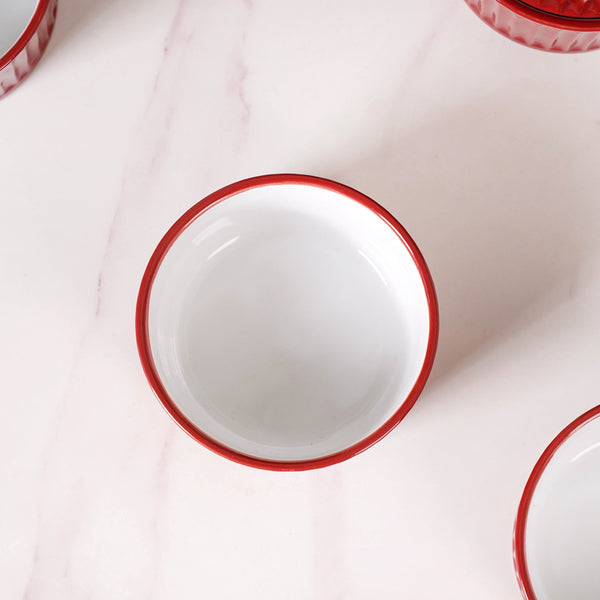 Cresta Ceramic Snack Bowl Set Of 6 Red 400ml