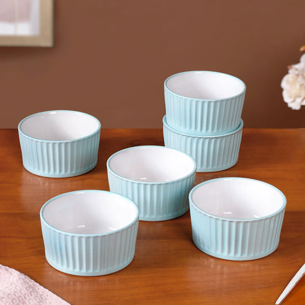 Light Blue Cresta Ceramic Snack Bowl Set Of 6 400ml