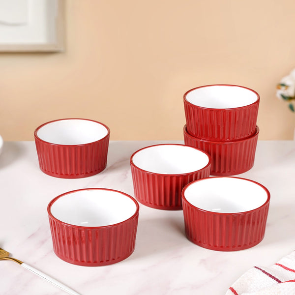 Cresta Ceramic Snack Bowl Set Of 6 Red 400ml