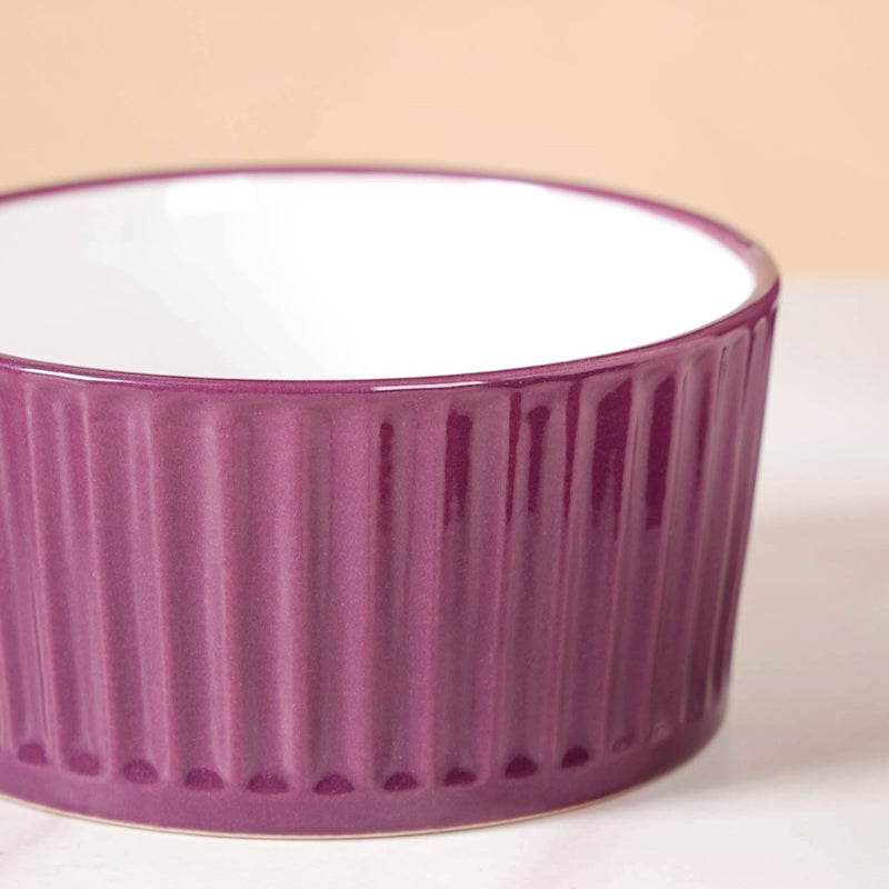 Set of 6 Ceramic Cresta Snack Bowl Purple 400ml
