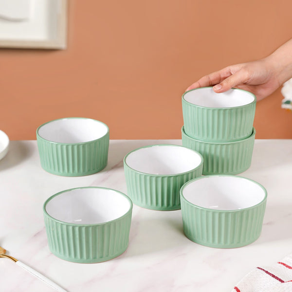 Cresta Ceramic Snack Bowl Set Of 6 Green 400ml