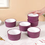 Set of 6 Ceramic Cresta Snack Bowl Purple 400ml